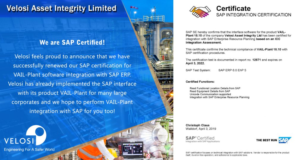 Vail Plant Certification Vail Plant Sap Certified Vietnam Velosi Asset Integrity Engineering